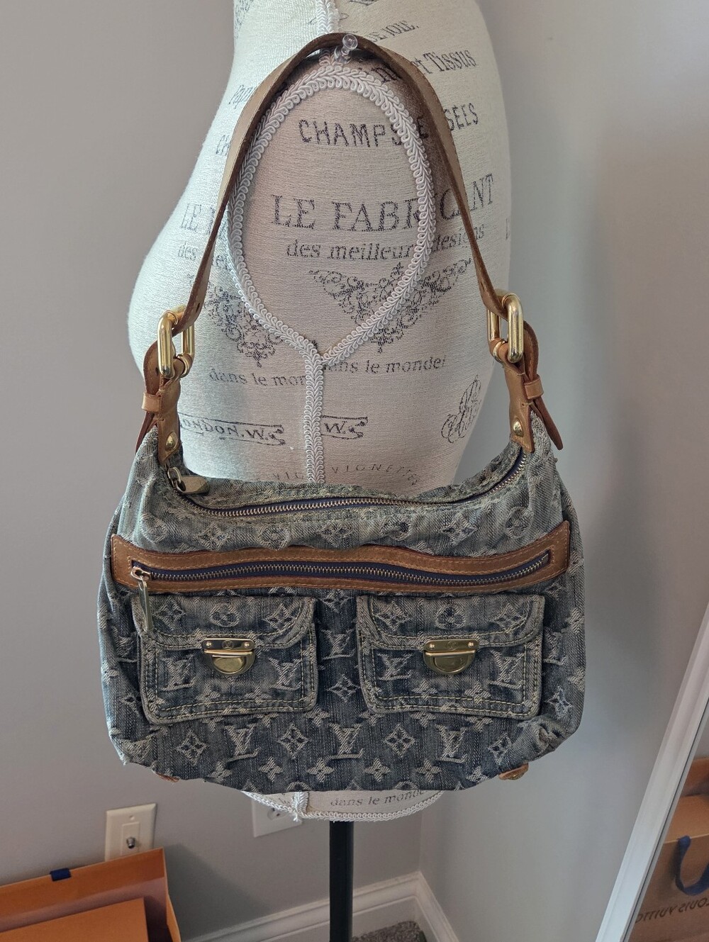 Louis Vuitton Chic Boho Original Release Denim Baggy PM Monogram Shoulder Bag
